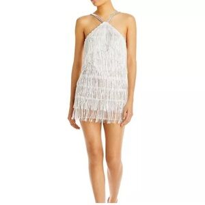Bronx and Banco Sliver White Mini Fringe Dress